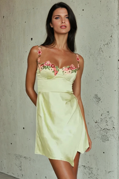 Eden Bloom Mini Dress – Apple Green