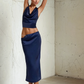 Lion’s Den Midi Skirt – Pinstripe Navy
