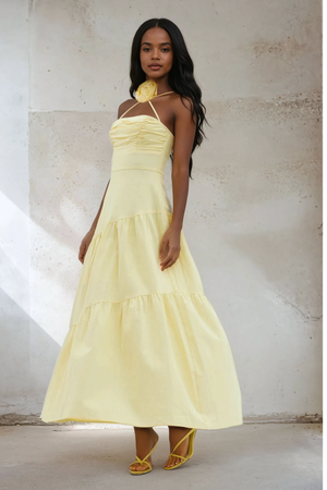 Alina Halter Maxi Dress – Lemon