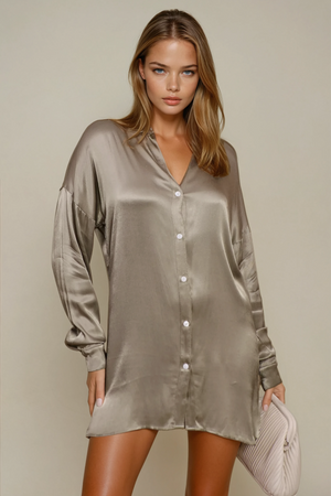 Celeste Satin Shirt Dress