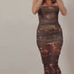 Sahara Glow Mesh Midi Dress
